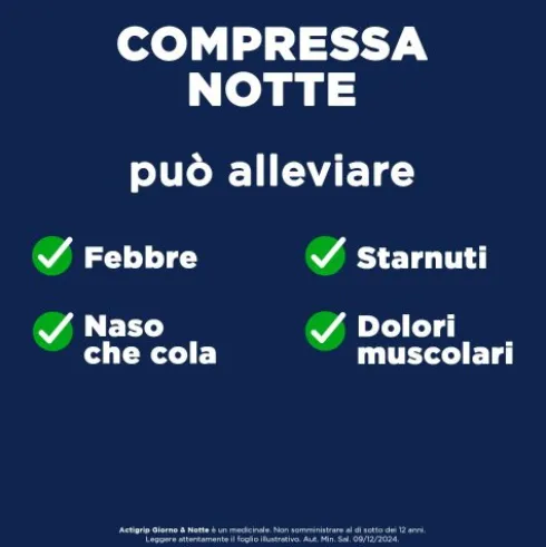 Actigrip Giorno & Notte - Rapido sollievo dai sintomi del raffreddore anche di notte - 12 + 4 compresse