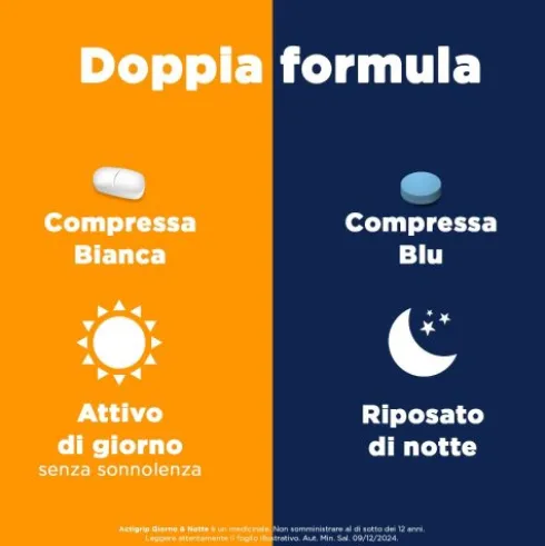 Actigrip Giorno & Notte - Rapido sollievo dai sintomi del raffreddore anche di notte - 12 + 4 compresse