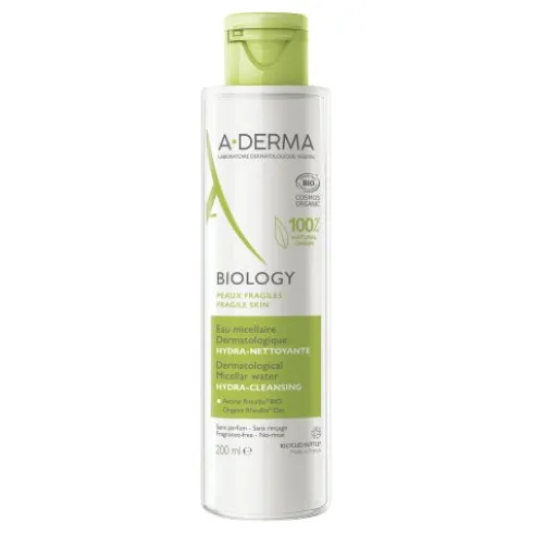A-Derma Biology Acqua Micellare Dermatologica - Struccante idratante e detergente per pelle fragile - 200 ml
