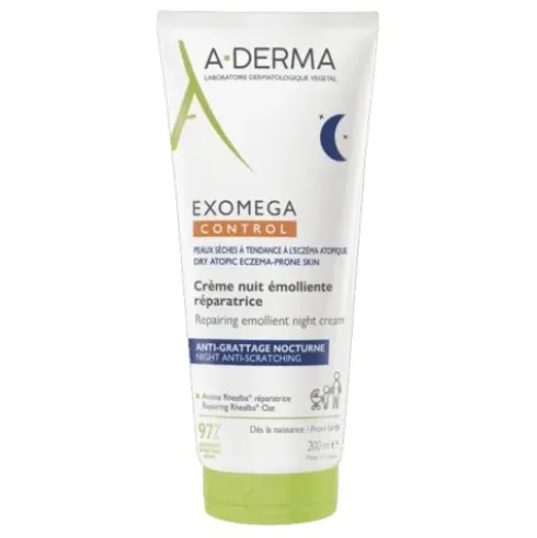 A-Derma Exomega Control Crema Notte - Crema emolliente per pelle secca a tendenza atopica - 200 ml