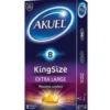 Akuel King Size XL Profilattici Extra Large Lubrificati Silicone 8 Pezzi
