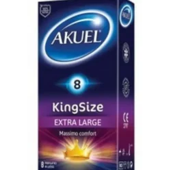 Akuel King Size XL Profilattici Extra Large Lubrificati Silicone 8 Pezzi