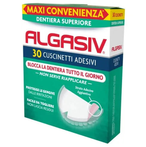 Algasiv Adesivo 30 Cuscinetti Protesi Superiore