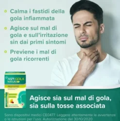 Aspi Gola Natura - Sciroppo per tosse e mal di gola - Gusto Limone e Amarena - 16 Bustine