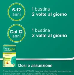 Aspi Gola Natura - Sciroppo per tosse e mal di gola - Gusto Limone e Amarena - 16 Bustine