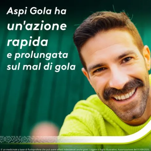 Aspi Gola - Trattamento sintomatico del mal di gola - Gusto Limone e Miele - 16 Pastiglie