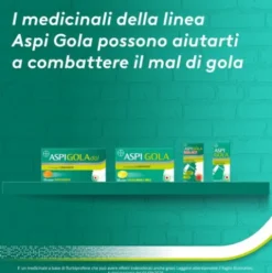Aspi Gola - Trattamento sintomatico del mal di gola - Gusto Limone e Miele - 16 Pastiglie