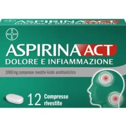 Aspirina Act Dolore e Infiammazione - Trattamento sintomatico di febbre e dolori - 12 Compresse 1000 mg