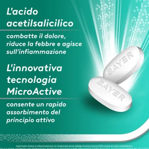 Aspirina Act Dolore e Infiammazione - Trattamento sintomatico di febbre e dolori - 12 Compresse 1000 mg