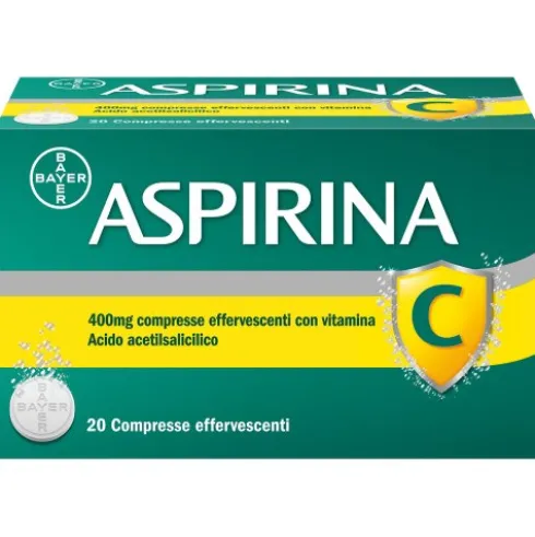 Aspirina C - Trattamento sintomatico di mal di testa, febbre e dolori da lievi a moderati - 20 compresse effervescenti 400 + 240mg