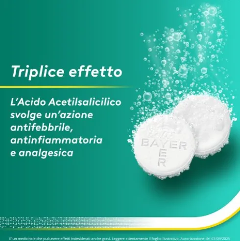 Aspirina C - Trattamento sintomatico di mal di testa, febbre e dolori da lievi a moderati - 10 compresse effervescenti 400 + 240mg