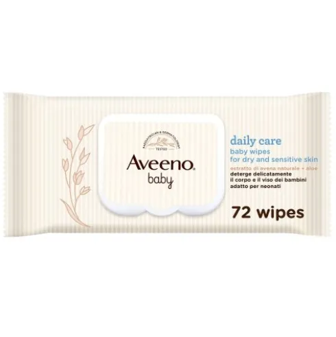 Aveeno Baby Salviettine - Salviette detergenti viso e corpo per bambini - 72 pezzi