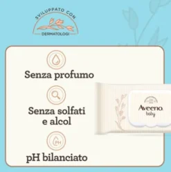 Aveeno Baby Salviettine - Salviette detergenti viso e corpo per bambini - 72 pezzi