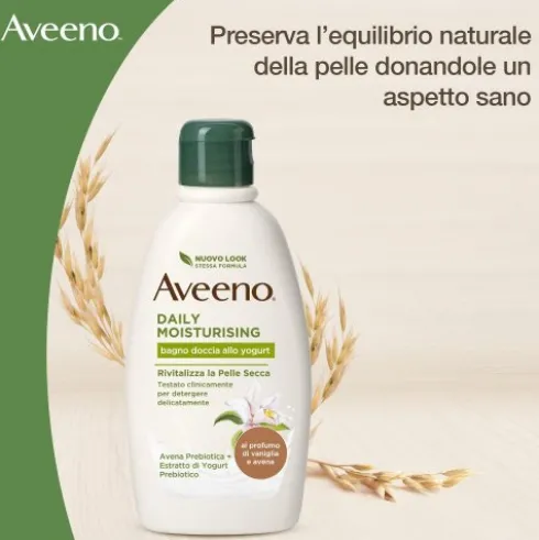 Aveeno Bagno Doccia Yogurt e Vaniglia - Bagnodoccia Idratante per pelle secca - 300 ml