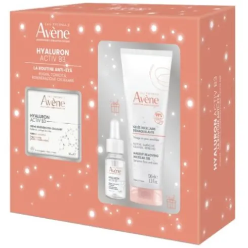 Avene Cofanetto di Natale 2025 Hyaluron Activ B3 - Crema viso rigenerante 50 ml + Siero concentrato 10 ml + Gel micellare 100 ml
