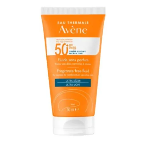 Avene Solare Fluido SPF50+ Senza profumo - Fluido solare viso ultra leggero per pelle sensibile - 50 ml