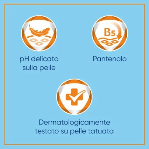 Bepanthenol Tattoo Detergente per Tatuaggio - Detergente delicato per pelle tatuata - 200 ml