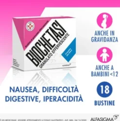 Biochetasi Granulato Effervescente - Rimedio rapido per acidità di stomaco e difficoltà a digerire - 18 Bustine