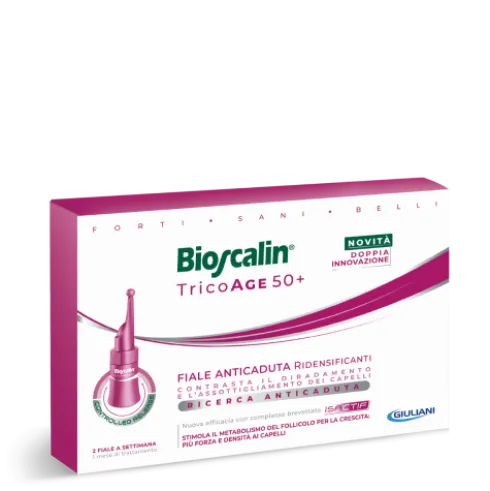 Bioscalin Tricoage 50+ Fiale Anticaduta Ridensificanti - Per capelli diradati e per donne over 50 - Un mese di trattamento - Taglio prezzo