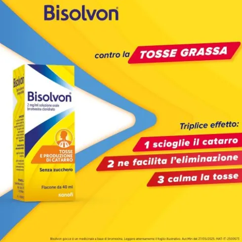 Bisolvon Soluzione Orale Gocce - Mucolitico Contro Catarro e Tosse Grassa - 40 ml