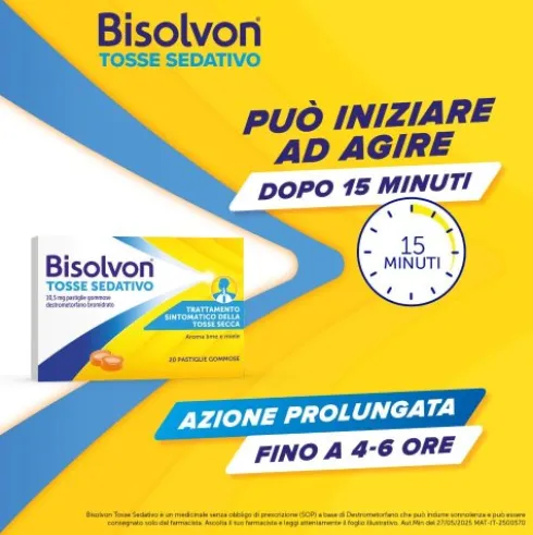 Bisolvon Tosse Sedativo - Calmante Per Tosse Secca Notturna - 20 Pastiglie Gommose