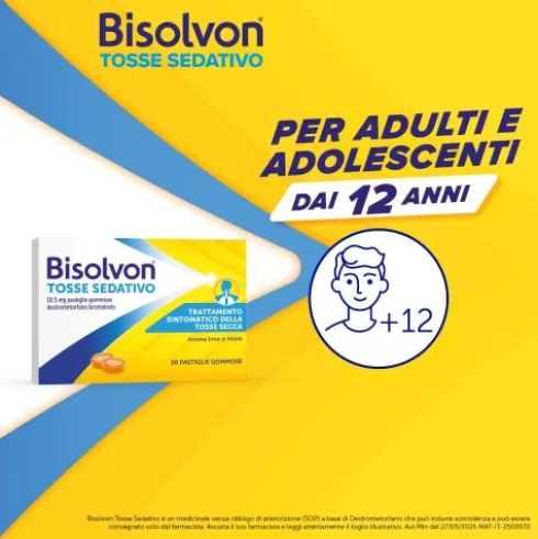 Bisolvon Tosse Sedativo - Calmante Per Tosse Secca Notturna - 20 Pastiglie Gommose