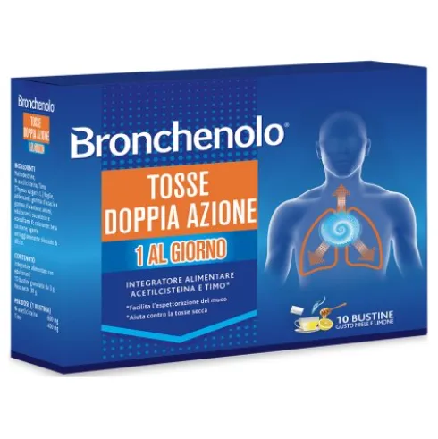 Bronchenolo Tosse Doppia Azione - Integratore Alimentare per le vie respiratorie - 10 Bustine