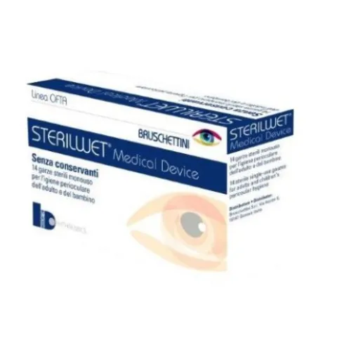 Bruschettini Sterilwet Garza Oftalmica Sterile per Igiene Oculare 14 Pezzi