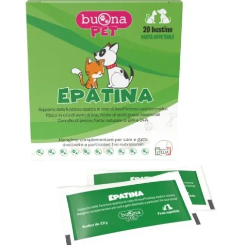 Buona Epatina Mangime Complementare per Cani e Gatti per Funzione Epatica - 20 Bustine