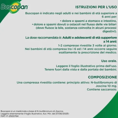 Buscopan - Per mal di pancia e dolori addominali - 40 compresse rivestite 10 mg