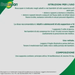 Buscopan Supposte - Contro Mal di Pancia, Dolori e Crampi Addominali - 6 supposte 10 mg