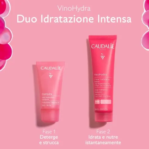 Caudalie Cofanetto di Natale 2025 Vinohydra Duo Idratazione Intensa - Crema idratazione intensa viso 60 ml + Gel detergente idratante 30 ml