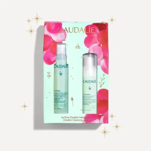 Caudalie Cofanetto di Natale 2025 Vinoclean Doppia Detersione - Olio struccante 75 ml + Schiuma detergente 50 ml