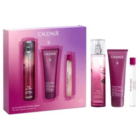 Caudalie Cofanetto di Natale Trio The Des Vignes - Acqua profumata 50 ml + Gel doccia 50 ml + Acqua profumata roll on 10 ml