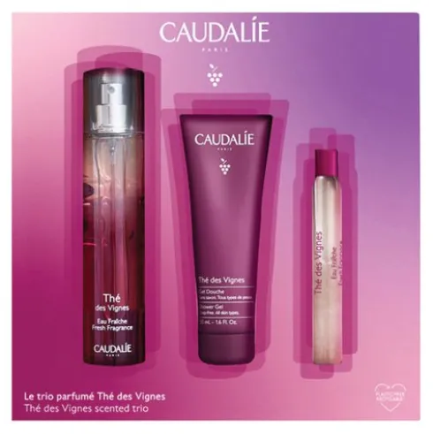 Caudalie Cofanetto di Natale Trio The Des Vignes - Acqua profumata 50 ml + Gel doccia 50 ml + Acqua profumata roll on 10 ml