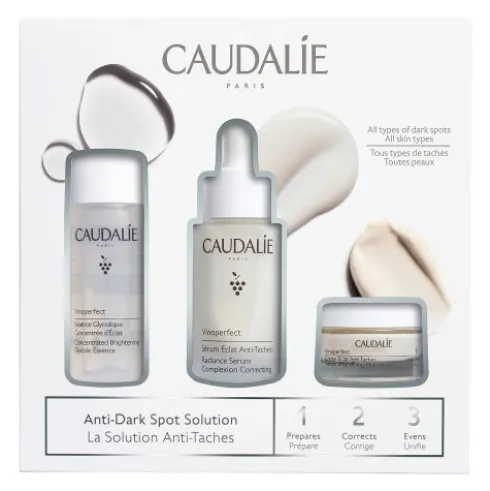 Caudalie Cofanetto Vinoperfect 1,2,3 - Essenza glicolica + Siero antimacchie + Crema notte glicolica