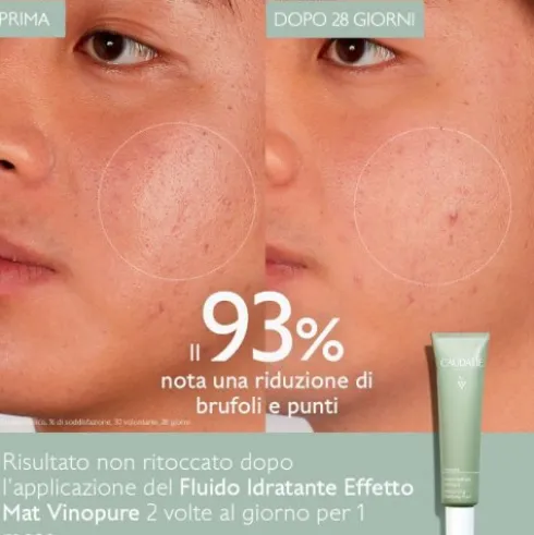 Caudalie Vinopure Fluido Idratante Effetto Mat - Adatto per pelle mista o con imperfezioni - 40 ml