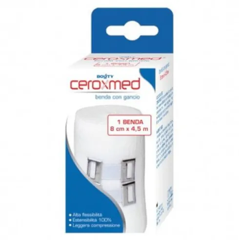 Ceroxmed Benda Elastica con Ferma Benda Supporto e Protezione 8 x 450 cm