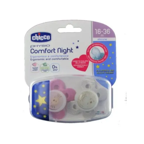 Chicco Physio Comfort Lumi Succhietto in Silicone 16-36m 2 Pezzi