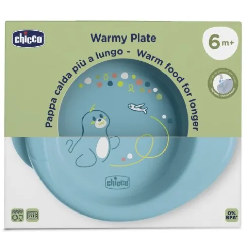 Chicco Piatto Warmy Azzurro Termico per Bambini 6m+