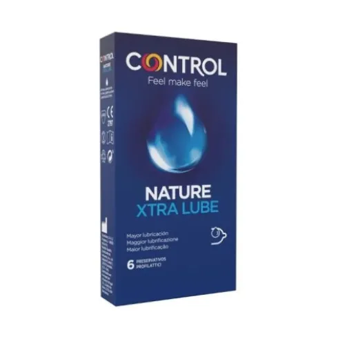 Control Nature 2.0 Xtra Lube Profilattici Lubrificati in Lattice 54mm - 6 Pezzi