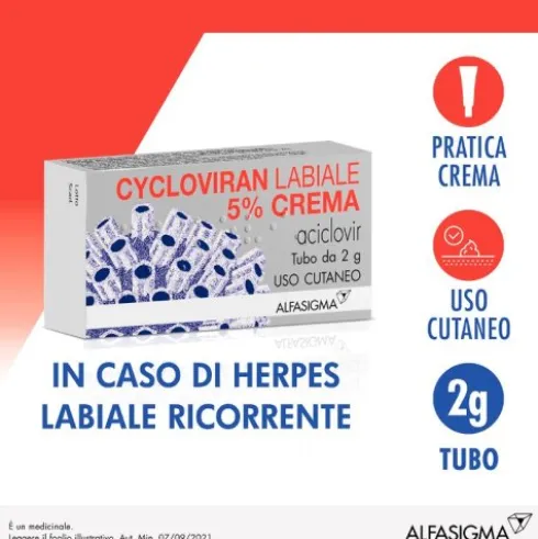 Cycloviran Labiale - Crema per herpes labbra - 2 g 5%