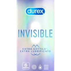 Durex Invisible Extra Lubrificati Preservativi Extra Sottili 6 Pezzi