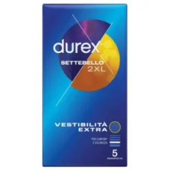 Durex Settebello 2XL Preservativi Extra Large in Lattice Lubrificati 5 Pezzi