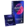 Durex Sync Profilattici Easy-On con Rilievi e Nervature per Piacere Intenso 6 Pezzi