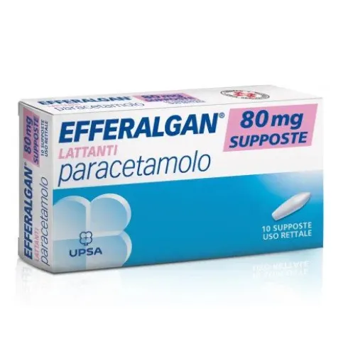 Efferalgan Lattanti 80 mg Supposte - Trattamento Febbre e Dolore, 10 Supposte