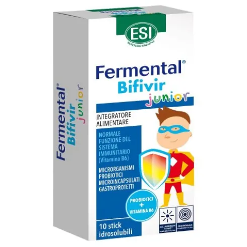 Esi Fermental Bifivir Junior - Integratore alimentare per il benessere della flora intestinale - 10 stick idrosolubili