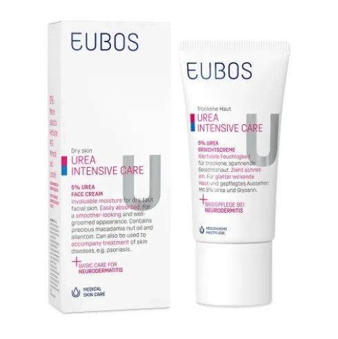 Eubos Urea Crema Viso Idratante 5% per Pelli Secche 50ml