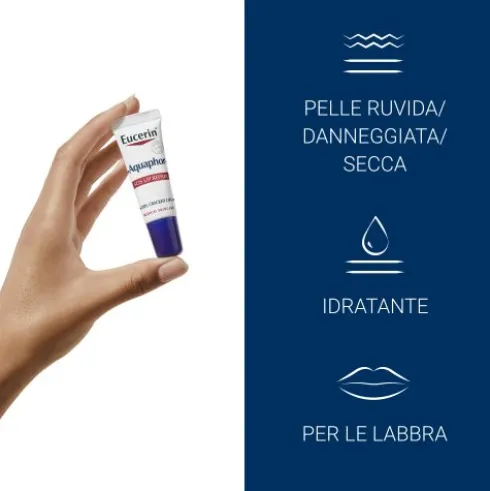 Eucerin Aquaphor SOS Riparatore Labbra - Balsamo protettivo per labbra secche e screpolate - 10 ml