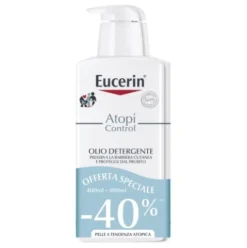Eucerin Atopi Control Olio Detergente Pacco Doppio - Detergente per pelle secca e a tendenza atopica - 400 ml